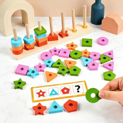 Jeux de Tri de Couleurs Sensoriels en Bois pour l'Éveil et l'Apprentissage en Maternelle - 3