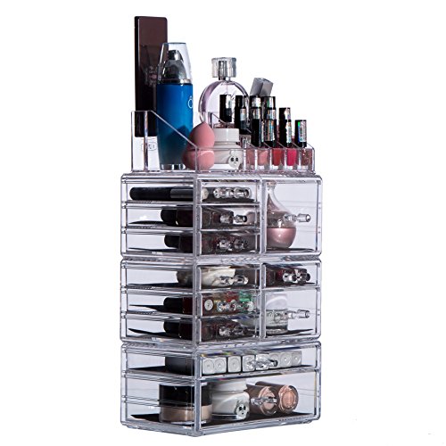 PENGKE Clear Makeup Organizer,Acrylic Jewelry and Cosmetic Storage,Large Capacity for Beauty Product Organizer,Storage Cosmetic, Brushes, Palettes, Lipsticks,11 Drawer Keep Your Vanity Organized