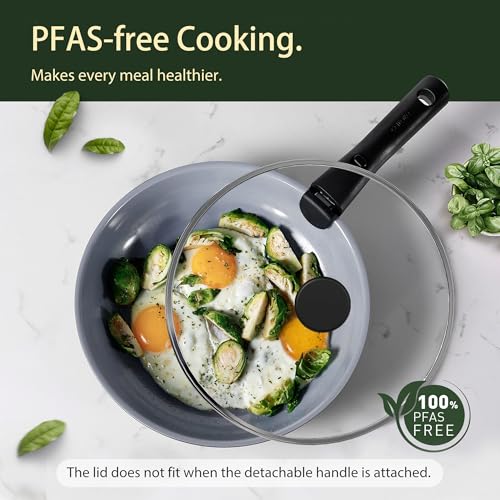 CAROTE 19PCS Ceramic Cookware Sets, Black and Gray, Pots and Pans Set Non Stick Non Toxic, Induction Cookware, Kitchen Cookware Sets, Pots Set for Healthy Cooking CAROTE 19PCS Ceramic Cookware Sets, Black and Gray, Pots and Pans Set Non Stick Non Toxic, Induction Cookware, Kitchen Cookware Sets, Pots Set for Healthy Cooking - Image 4