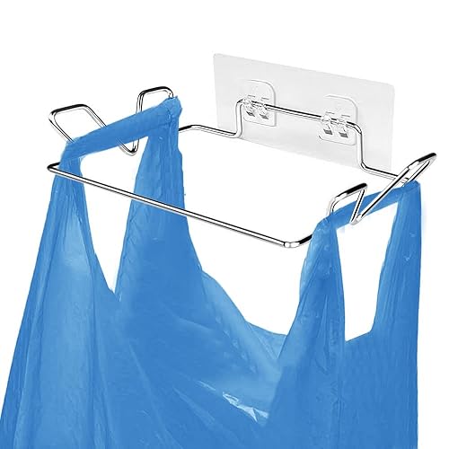 Oniapro Soporte para bolsas de basura para puertas y armarios de gabinete, soporte grande de acero inoxidable portátil para colgar bolsas de basura disponible en Yaxa Colombia