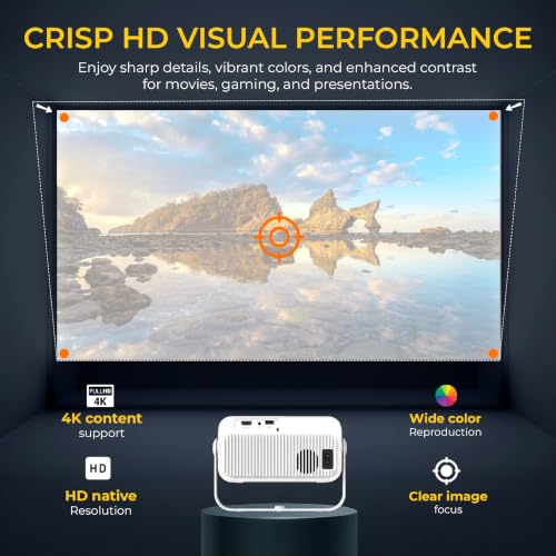 Image of Digitek DP 150 Smart Projector with Android 11, 4K Support, 2.4G /5G Wi-Fi, Bluetooth 5.0, 45W Speaker, 7000K Brightness, 8GB Storage, Portable Home Theater Projector