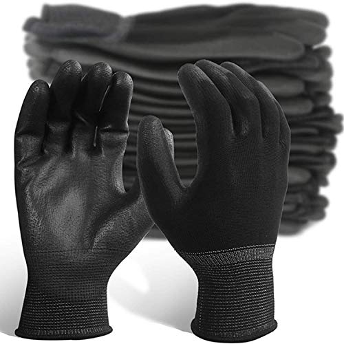 24 Pairs Black Nylon Coating Polyurethane Safety Work Construction Pu Gloves These industries include: Assembly Automotive Construction Component handling Engineering General handling Maintenance Manufacturing Material handling Packaging Packing Precision handling Warehousing