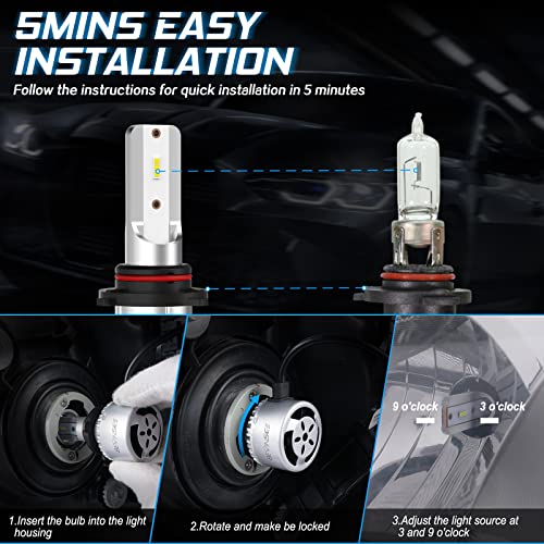 Image of Bevinsee Combo 9005 & 9006 LED Headlight Fog Light White Bulbs,4pcs