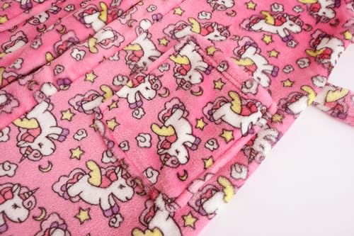 Image of Kids Hooded Bathrobe Girls Soft Plush Hooded Flannel Pajamas Sleepwear Boys Spa Robe