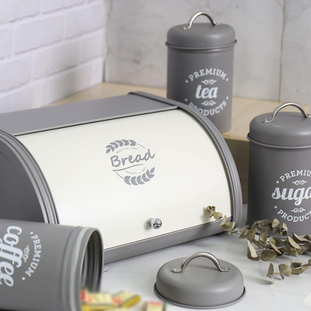 おしゃれ ブレッドケース 新しいパンボックス、ロールカバー付き、キッチンカウンターパンホルダーに適し、レトロな大容量パンバケツパンビ