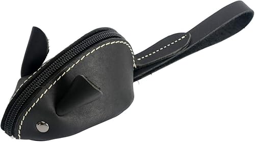 Monedero de cuero genuino con cremallera y monedero de ratón con cremallera, lindo bolso de cuero suave para monedas, tamaño mini