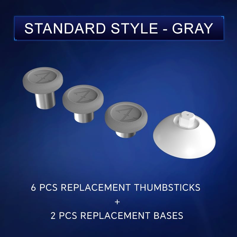 ZD Gaming B-Type Thumb Grip Replacement Kit, Standard/FPS/Arcade Joystick Caps with Replacement Bases, Non-Slip, Compatible with PlayStation/NS Pro Controllers, Enhanced Precision for E-Sports Gaming & All Game Modes (Standard Style)-Gray