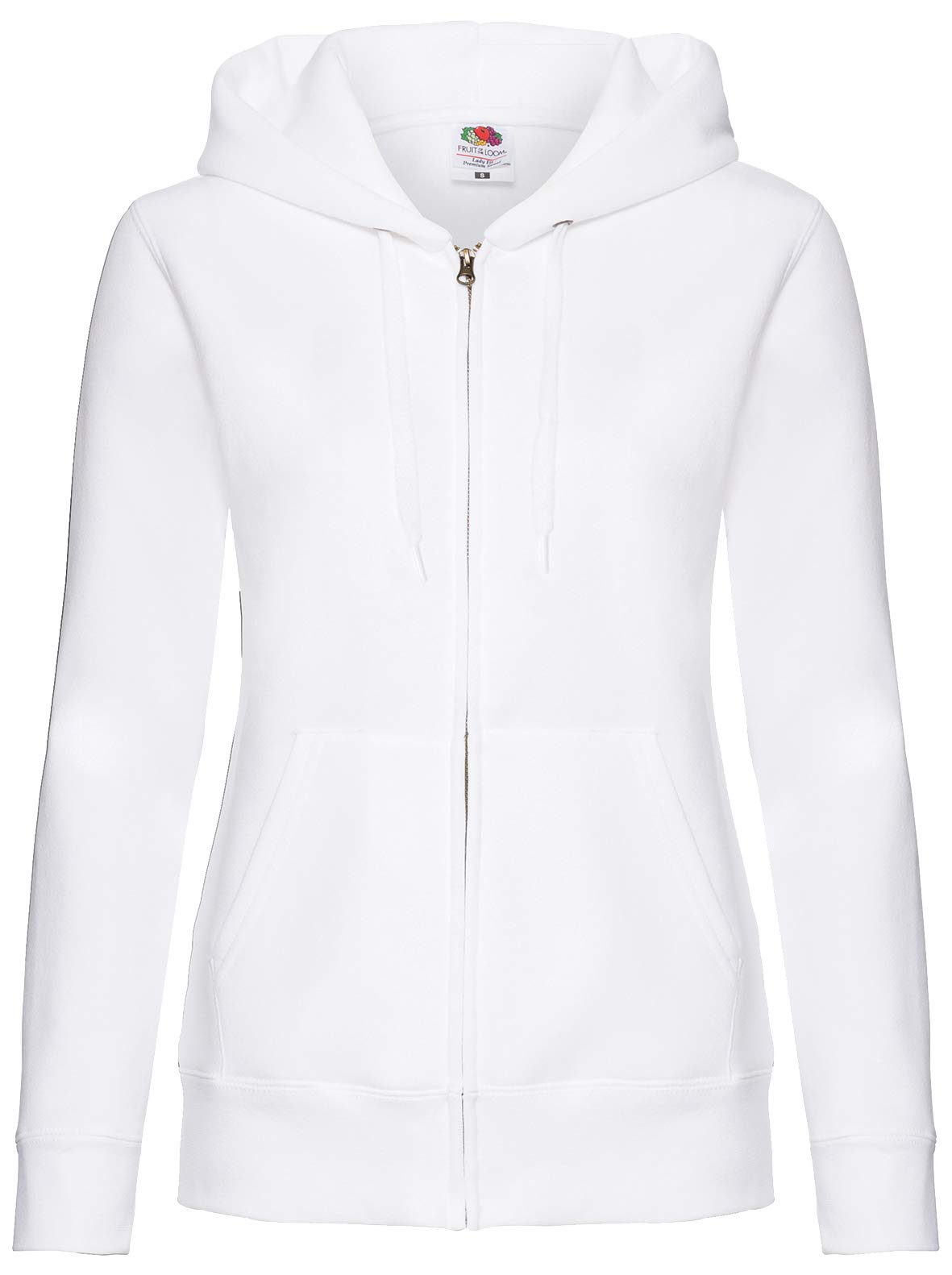 Fruit of the Loom Ladies Lady-Fit Hooded Sweatshirt Jacket (L) (White) — image 1