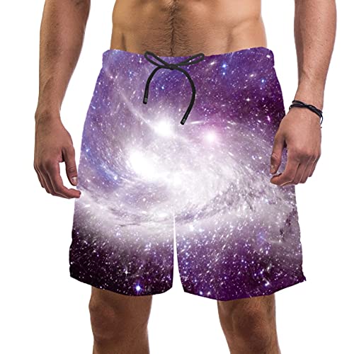 Short de bain pour homme imprimé galaxie et étoiles avec doublure en maille du L au XXXXL
