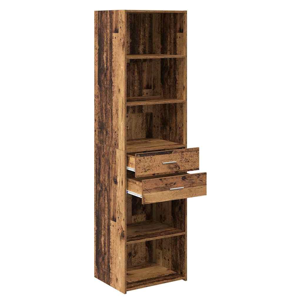 Meuble haut en bois vieilli - 50 x 42,5 x 185 cm - Avec tiroir et porte - Meuble de rangement moderne pour salon, salle à manger, bureau - Avec étagère et étagère - Style maison de campagne