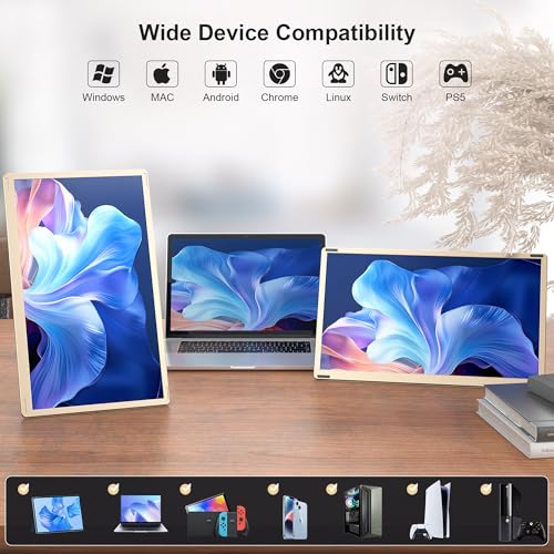 Image of 15.6 inch Laptop Screen Extender, Laptop Monitor Extender 120% sRGB FHD 1080P IPS Type-C /HDMI /USB-A Plug & Play Portable Triple Monitor for 13 inch-17 inch Laptops Compatible with Mac, Wins, Android, Chrome