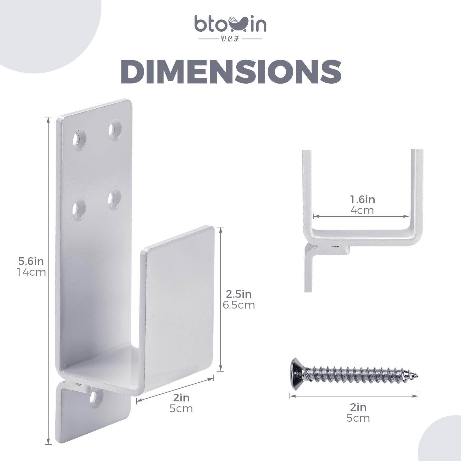 Door Barricade Brackets,Btowin VCF 2PCS Heavy Duty Door Metal Security Bracket for 2X4 Lumber,Drop Open Bar Holder U Bracket,White Door Lock Brackets for Home,Barn,Shed,Garage,Warehouse,Gate Door - Image 4