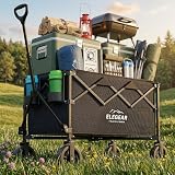 Elegear キャリーワゴン キャリーカート 180L 超大型 耐荷重100kg 全地形対応6インチ大型ホイール メッシュ構造 折り畳み式 軽量コンパクト設計 荷物運び 収納楽 キャンプ スポーツ ビーチ ショッピング用