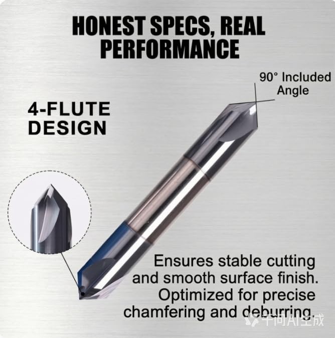 Image of NZ 3 /8 inch 4-Flute Double-Ended Chamfer Mill, CNC Milling Bits AlTiN-Coated Solid Carbide 90 V-Groove for Alloy Steel, Hardened Steel & Stainless Steel | 1-Pack