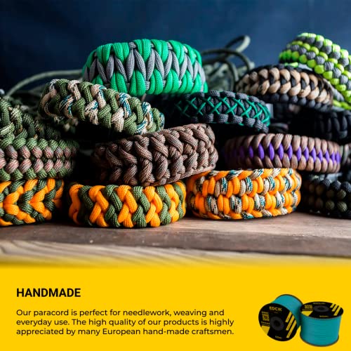 EdcX Paracord 4mm, 35+ kolorów (10 m, 15m, 30m, 50m, 100m, 300m) | Idealny do rękodzieła, majsterkowania, biwakowania | 100% nylonowa lina 4mm| Linka Taktyczna 550 Typ III