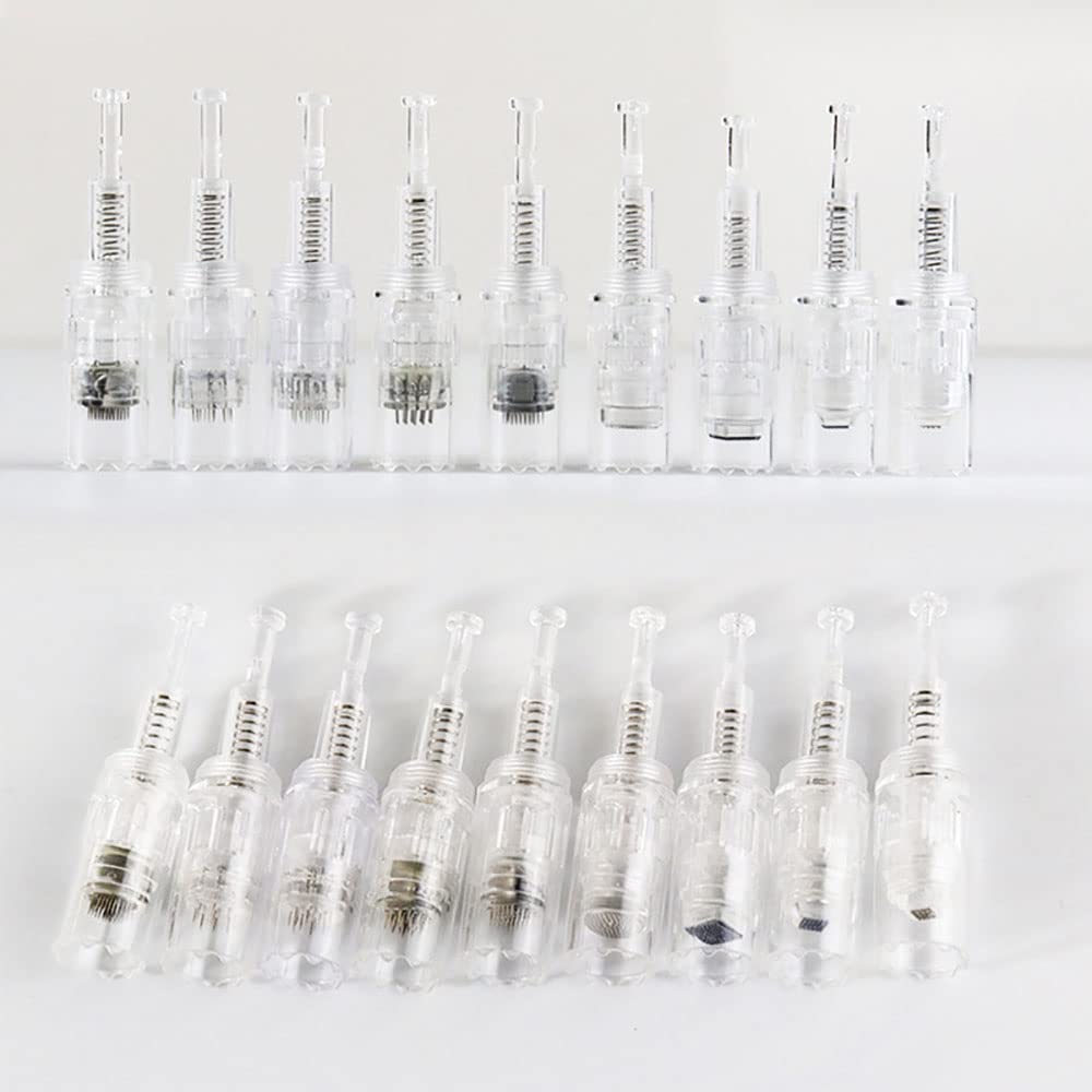 Bolígrafo de Microagujas Terapia de Fotones LED de 7 Colores Auto Derma Pen con Batería de Repuesto y Agujas de Cartucho de 5 piezas, para el Cuidado de la Piel en el Salón o en el Hogar,Round nano