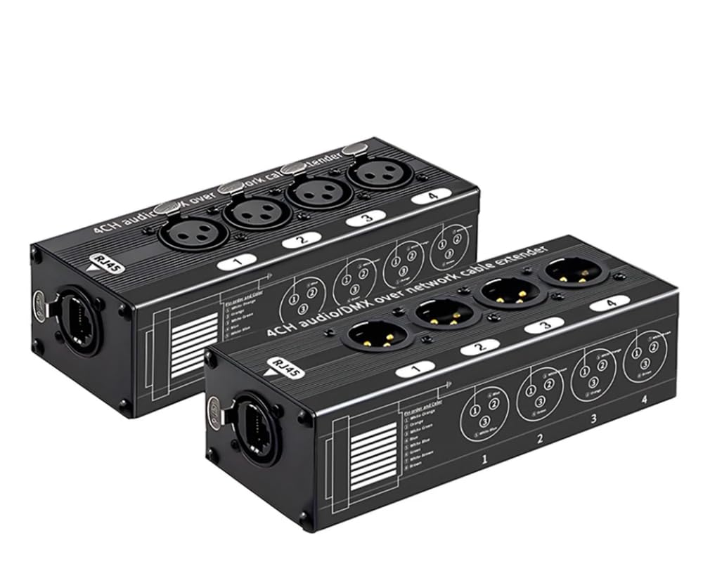 Rete multipla a 4 canali XLR maschio femmina 3 pin per Ethercon estensore Cat5 Cat6 compatibile 1 coppia