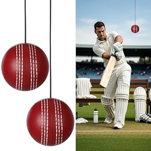 3 Pcs Cricket Hanging Ball PU Cricket Practice Ball with Cord for Outdoor Indoor Practice Hand Eye Coordination Easy to Hang Enhances Batting Skills Family Fun Honing Skills