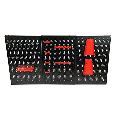 Miniatura 2 de Pared De Herramientas 120x60cm 3 Paneles Perforados 17 Ganchos Para Colgar Y Ordenar Herramientas