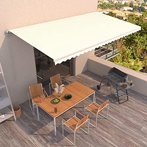 LAPOOH Toldo Manual retráctil, Toldos Exterior, Toldo De Terraza, Toldo Enrollable Exterior, Toldos para Patio, Toldos Verticales, Color Crema 600x350 cm