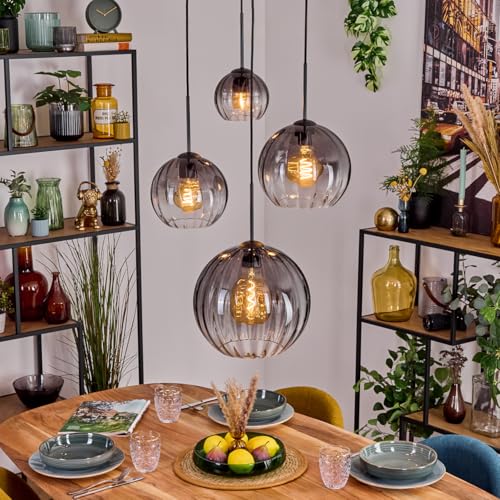 Suspension en verre fumé Koyoto lustre moderne chic à 4 lumières