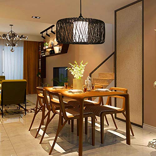 Lustre chinois en bambou et rotin suspension DIY eclairage simple - 7