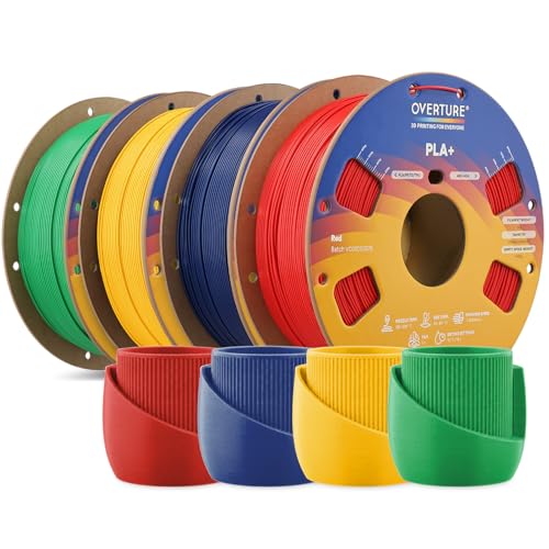 OVERTURE 4KG Bundle High Speed PLA+ 2.0 3D Printer Filament, 4 Colors Set