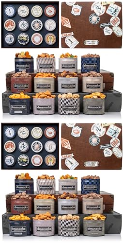 Image of Snack Box Gift Basket, Birthday Gift for Men, Women, Food Care Package, Unique Tins of Assorted Nuts, Snacks in Stunning Case - Treat for Men, Women, Dad, Friends, Family, Fathers Day Gift