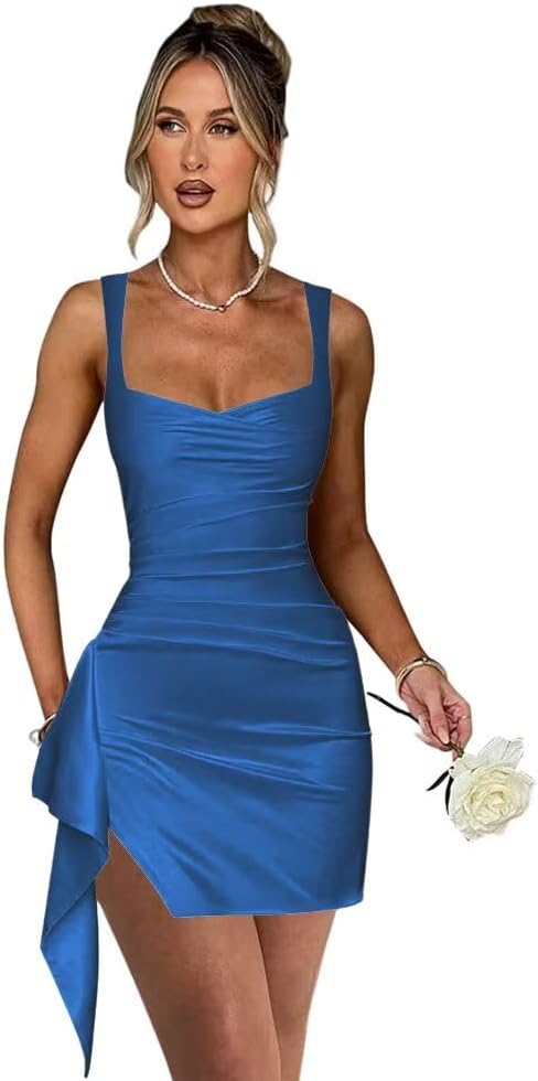 Short satin homecoming dress Aline style for cocktail party