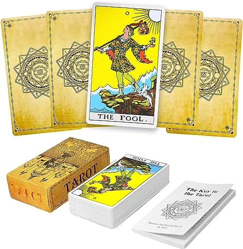 Image of DIANZHU Tarot Card Game Deck, 78 Tarot Cards with Guidebook, Classic, Durable, Unisex, Age 14+