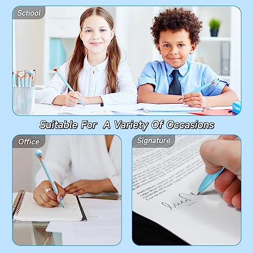 YOXMJDB Fancy Pens for Women, 6 Pcs Cute Blue Pens Ballpoint Pen Bulk, 1.0mm Medium Point Black Ink Smooth Writing Pen for Note Taking, Gifts for Nurse Teacher (Blue) - Thumbnail 6