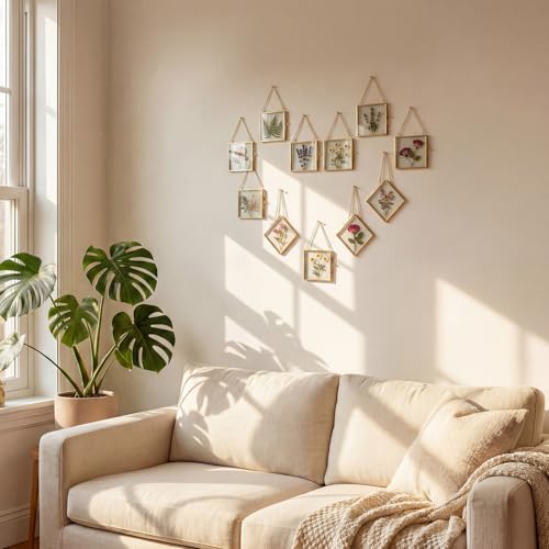 Cadre fleurs séchées BABUFINE mini herbier mural suspendu avec chaîne - 7