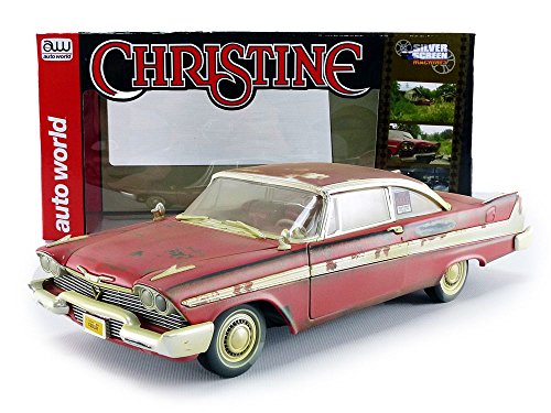 Auto World - Christine 1958 Plymouth Fury In Red - Dirty Version - 1/18 Scale Die Cast Collectible Model Muscle Car For Kids And Adults #TOP6