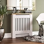 Vida Designs Arlington Radiator Cover White - Small - Modern Shaker Style Vertical Slat Design For Optimal Heat Circulation - H83.3xW78xD19cm - Painted MDF Cabinet with Wood Top Shelf