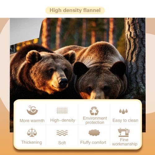 Mantas para Sofas Grandes 220x240 Oso Pardo Animal, Manta Termica Franela Mantilla Felpa para Cama 135/150, Mantitas Polar Suave y Cálida para Perro Mascota Habitacion Dormitorio_A1709