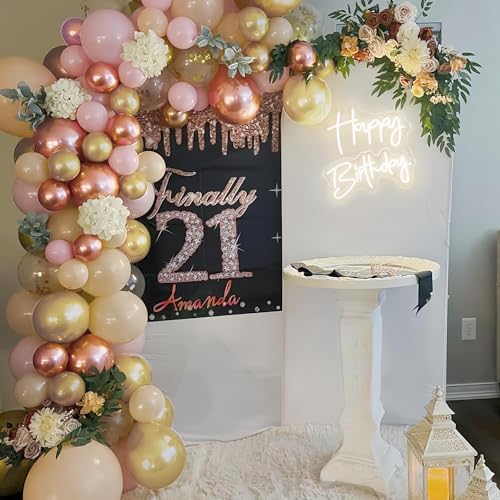 Image of Rose Gold and Pink Balloons, 60PCS Baby Pink Apricot Ivory White Balloon 12Inch Metallic Chrome Gold Rose Gold Balloon Beige Blush Nude Balloon for Boho Wedding Bridal Baby Shower Birthday Decorations