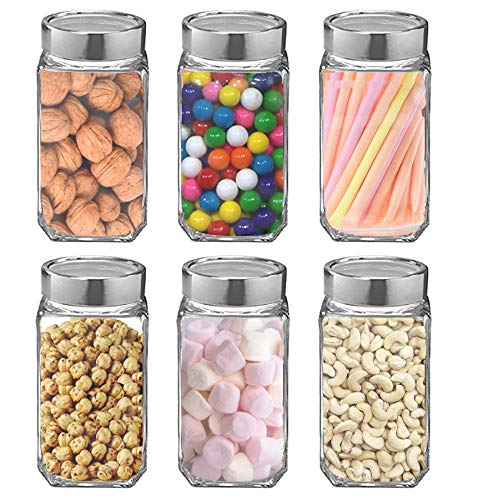 Image of Glass Jar with Lid, Cube Glass Container for Kitchen, 3000 ml, pack of 5