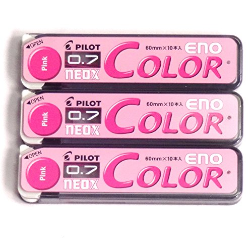 Pilot Color Mechanical Pencil Lead Eno, 0.7mm, Pink, 10 Lead ×3 Pack/total 30 Leads (Japan Import)