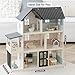 Wooden Dollhouse for Kids, 6-Room Modern Style Toy Doll House Playset with 26 Furniture & Functional Doors, 1:12 Scale Open Plan Dollhouse Designed for 4-6 Inch Dolls, STEM Creative Gift for Ages 3+