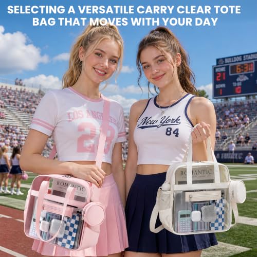 Image of Clear Tote Bag 12x6x12 Stadium Approved Transparent Crossbody Bag with Multi Pockets for Sports Concerts