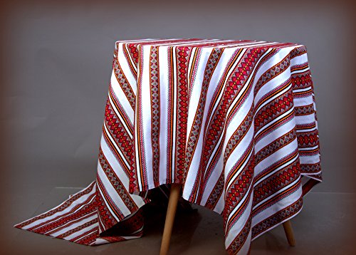 Rushnichok Decorative Tablecloth With Ukrainian Ornament Wedding Plahta Ethnic Red Black Yellow 100X150 Cm / 40"X59" #TOP2