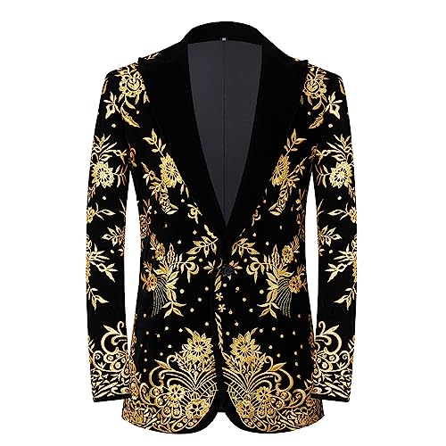 Mens Velvet Suits Notched Lapel Embroidered Blazer Stylish Coat Party Tuxedos Jackets
