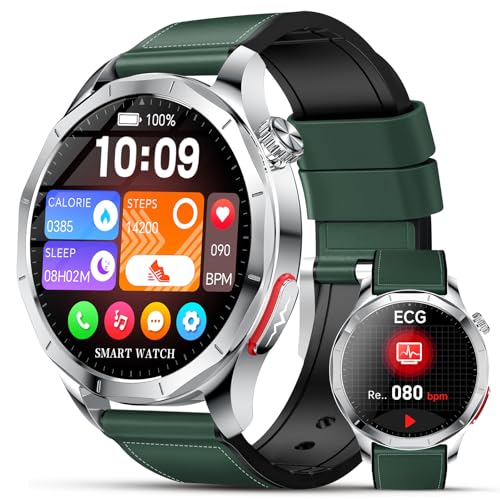 Lgnitek Smartwatch ECG,1.43' AMOLED Orologio Saluta,Monitoraggio ECG+HRV/Lipidi/Acido Urico/BMI, Chiamate+SOS Aiuto, 24H Pressione Sanguigna/SpO2/Sonno/Frequenza Cardiaca, IP68 IOS Android