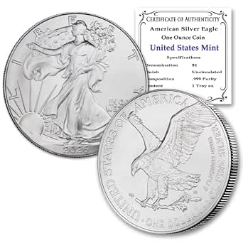 2026 1 oz American Silver Eagle Coin Brilliant Uncirculated with Certificate of Authenticity