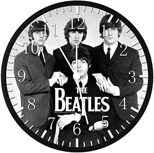 Grande horloge murale Beatles avec cadre noir, 30,5 cm, cadran en verre transparent, silencieux, agréable pour cadeau ou… - Les Beatles, Paul McCartney, John Lennon, RIngo Starr, George Harrison Grande horloge murale Beatles avec cadre noir, 30,5 cm, cadran en verre transparent, silencieux, agréable pour cadeau ou…