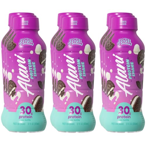 Alani Nu Protein Shake – Cookies & Cream Flavor – 12 fl oz Bottles – 9-Pack – Ready-to-Drink High Protein Beverage