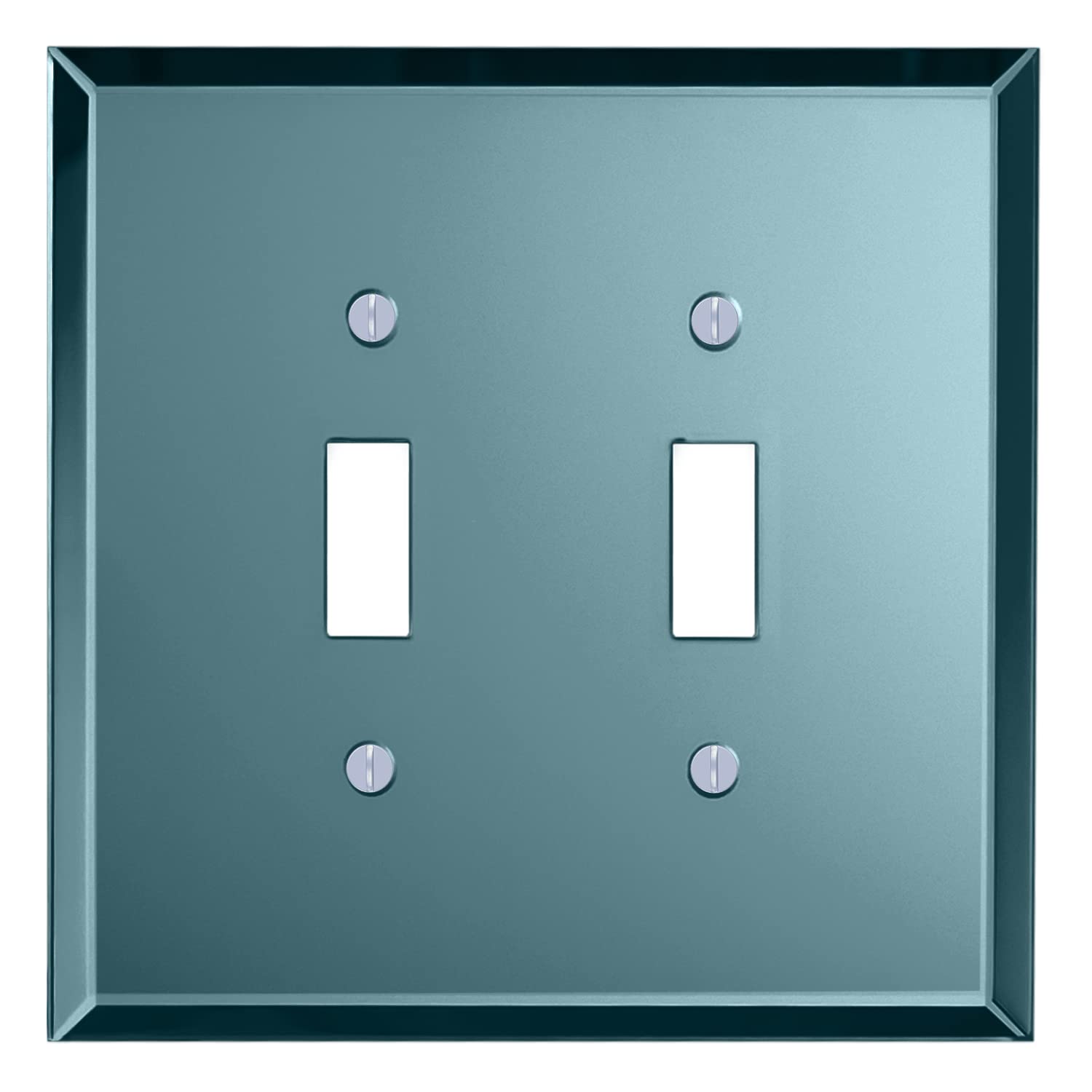 Switch Hits Blue Tinted Mirror Wall Plate 2 Lever 5.5" X 5.5" Professional Glass Mirror Switch Cover For All Configurations