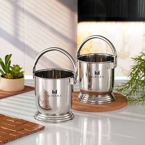 Image of MIKARA Dal Serving Bucket Stainless Steel Bucket for Serving Dal (500 ml (Set of 2))
