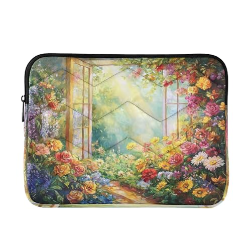 Flower Gate Sun Laptop Sleeve for 13-13.3 IN Water Resistant Portable Laptop Sleeve Bag Carrying Sleeve Bags for Carry on Travel Airport