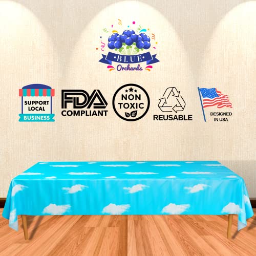 Blue Orchards Sky Table Covers (Pack Of 2) - 54"X108" Xl - Cloud Decorations, Cloud Backdrop, Sky Backdrop, Sky Table Cloth, Cloud Tablecloth, Sky Birthday Party Supplies, Cloud Theme Birthday Party #TOP2